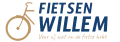 Logo van FietsenWillem met een gestileerde fiets en de naam 'FietsenWillem